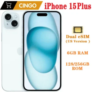 iPhone 15 Plus d'origine 128/256GB ROM 6GB RAM double eSIM 6.7 "OLED Face ID NFC A16 15Plus 15plus 5G téléphone portable